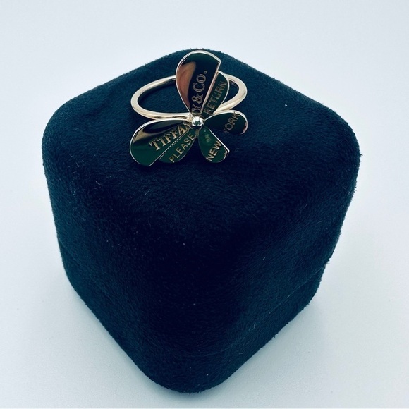 RARE Tiffany & Co. Butterfly Ring Love Bug 18K Rose Gold & Silver with Box - Picture 10 of 10